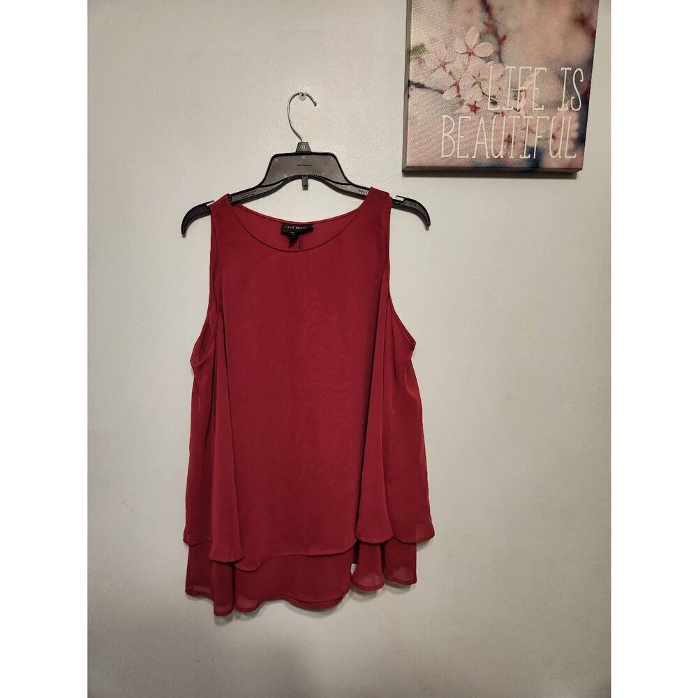 Lane Bryant Size 18 Red Sheer Tank Top Uit Shell Blouse